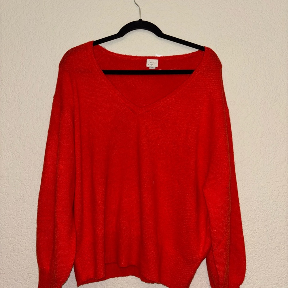 Red V-Neck Sweater